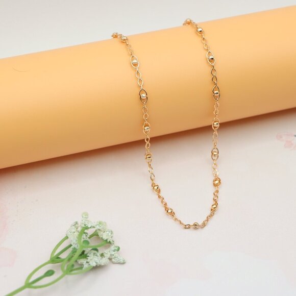 "Stylish Rose Gold Plated Chain Necklace with Beaded Accents, XPNL0150 - Picture 8 of 12